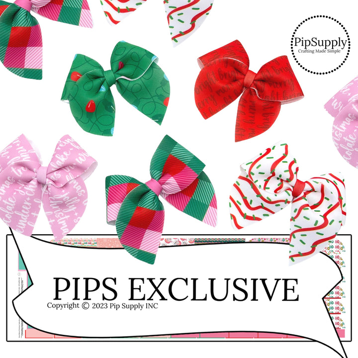 Festive Lights, Treats, and Phrases on Christmas Neoprene Sailor Hair Bows