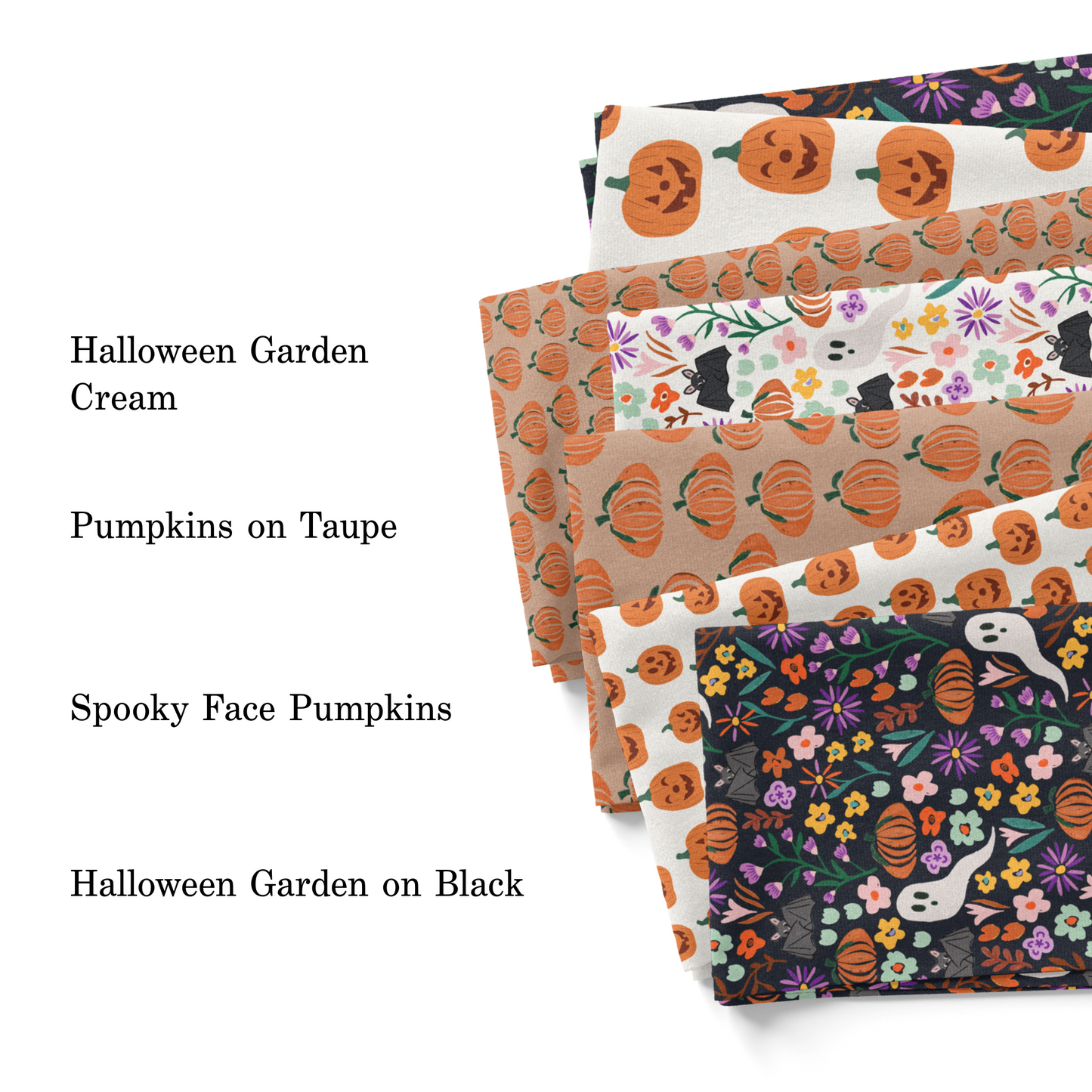 2023 Halloween collection by Vivie and Ash fabric swatches.