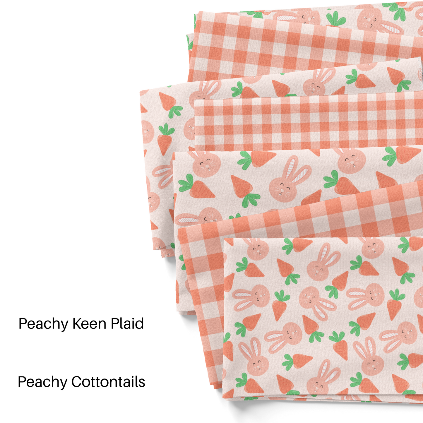 Peach and Easter themed Fabric by the yard swatches.