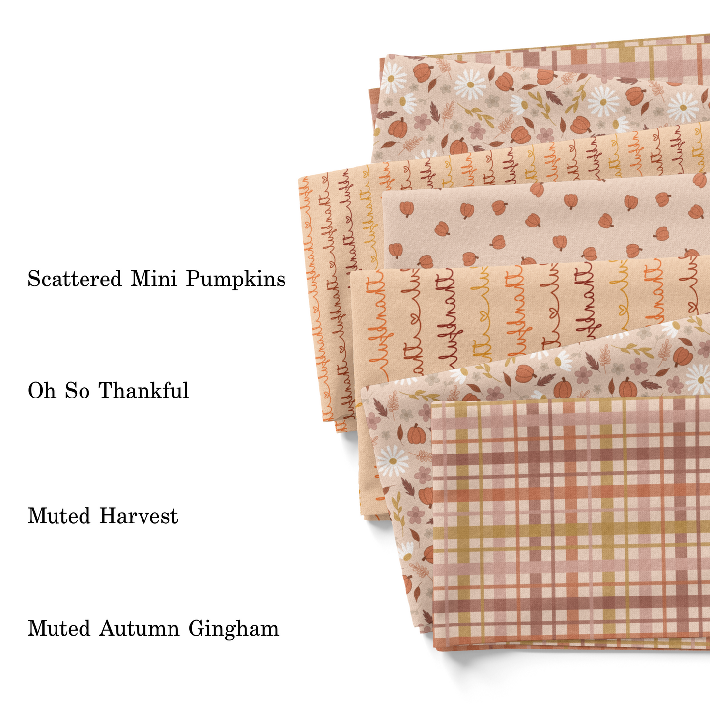 Wall Flower Graphics neutral fall season fabric swatches.