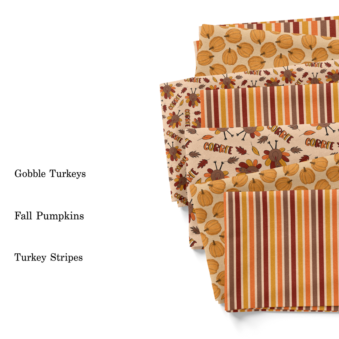 Wallflower graphics fall and Thanksgiving themed fabric by the yard swatches.