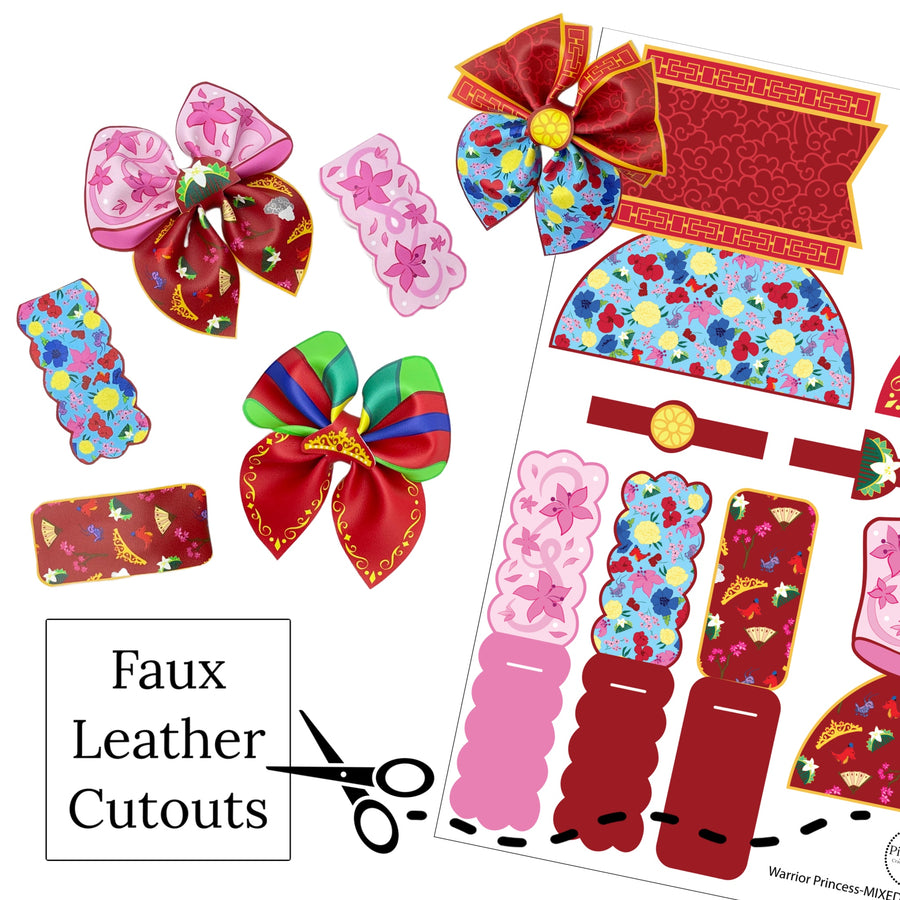 asian warrior princess themed diy faux leather bows