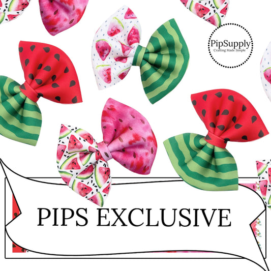 watermelon patterned fabric diy pinch bows