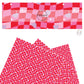 These Valentine's wavy checker pattern themed faux leather sheets contain the following design elements: light purple hearts on red and pink wavy checker pattern. Our CPSIA compliant faux leather sheets or rolls can be used for all types of crafting projects.