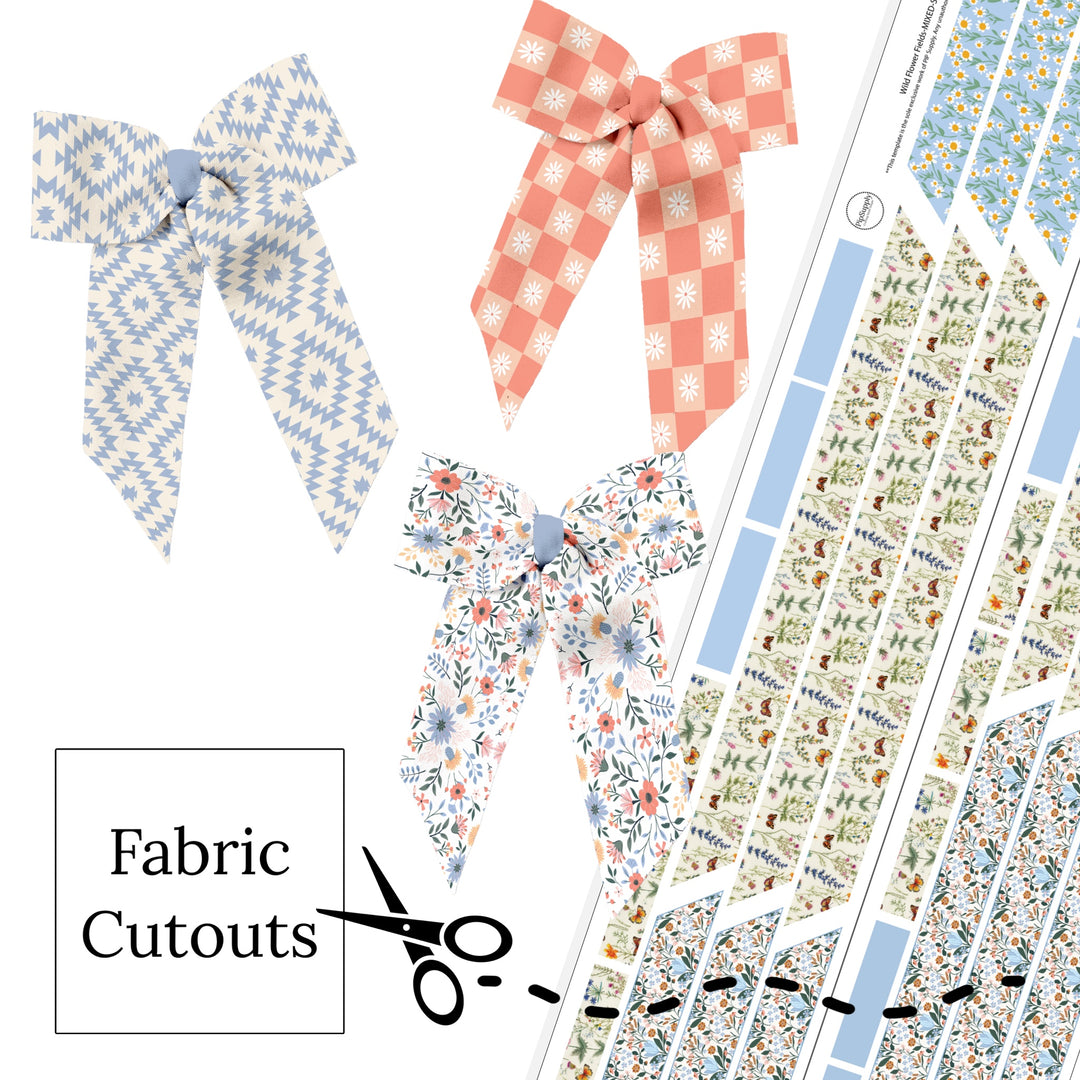 Western Wildflowers Long Tail Neoprene DIY Hair Bows