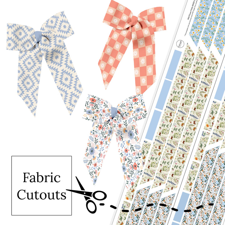 Western Wildflowers Long Tail Neoprene DIY Hair Bows