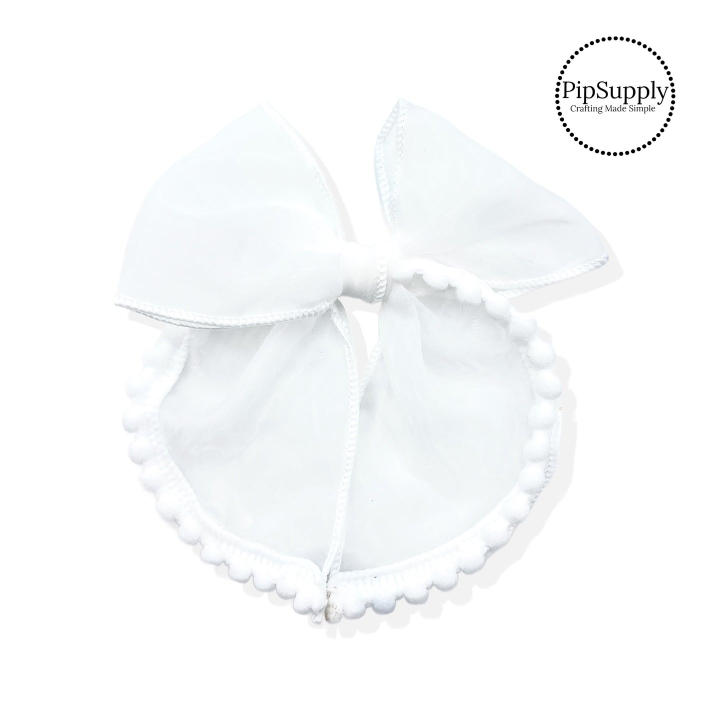 These summer hair bow strips are ready to package and resell to your customers no sewing or measuring necessary! Just fill with any sequins and clays, tie and add them to any clip or hair tie. These pre-tied bows feature a cute pom pom trim.