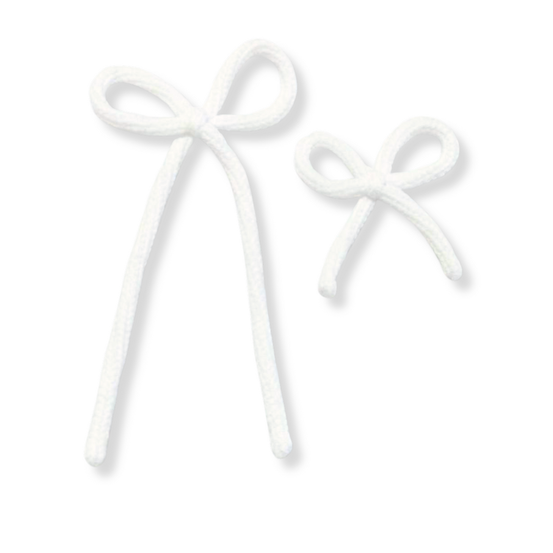 White Dainty Simple Hair Bow w/Clip