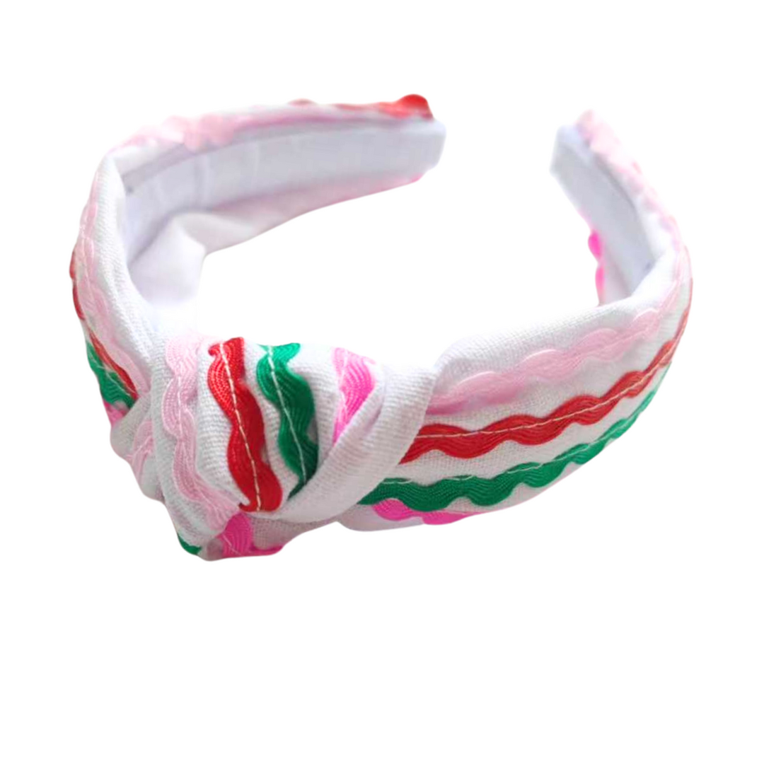 White/Pink Ric Rac Christmas Headband