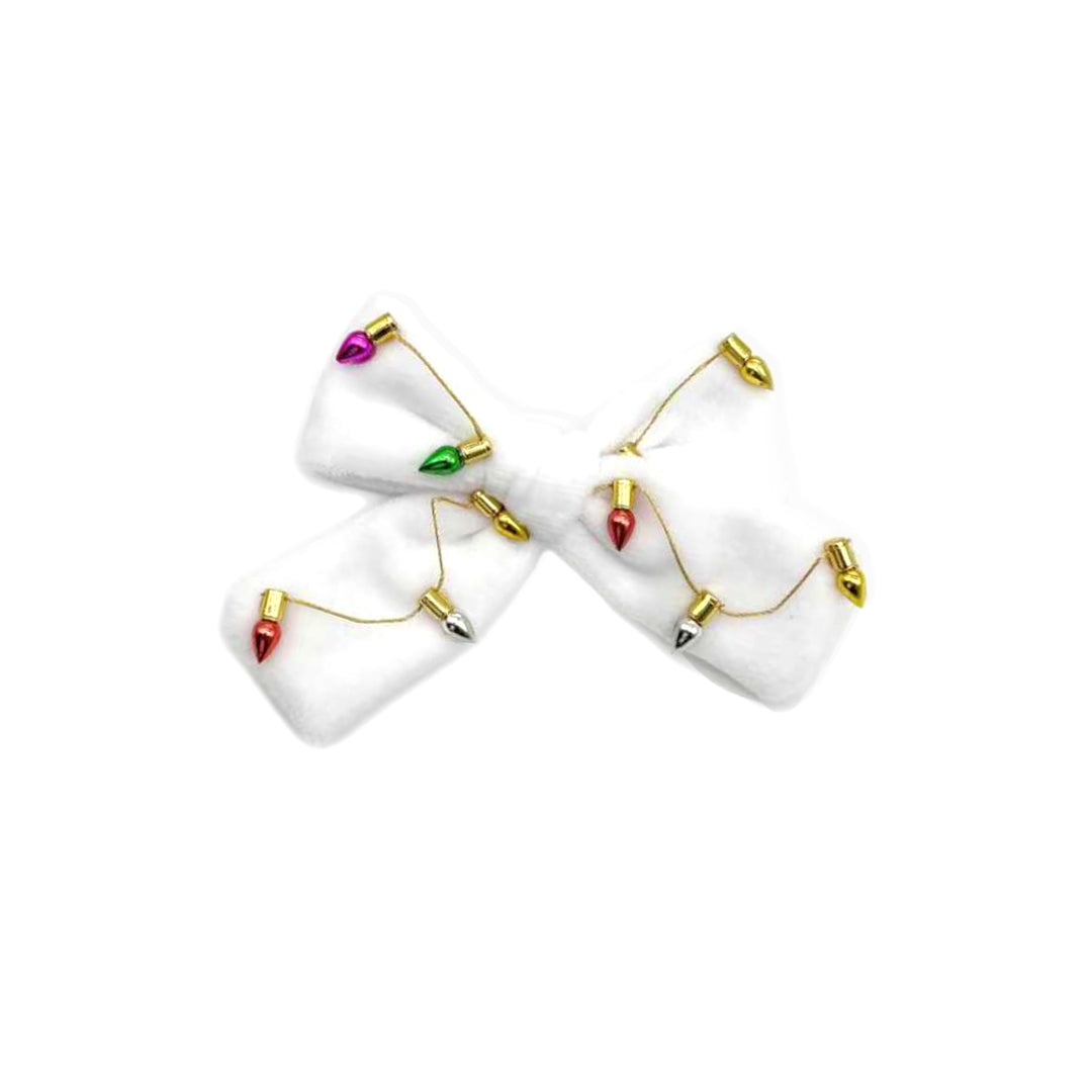 White Velvet Tangled Lights Bows TIED With Clip
