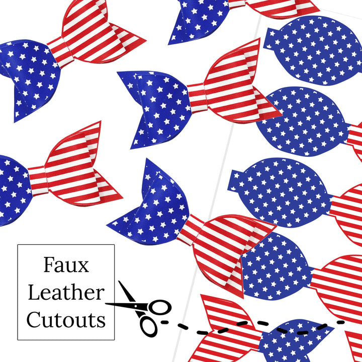 Wide Glamour American Flag Faux Leather DIY Hair Bows