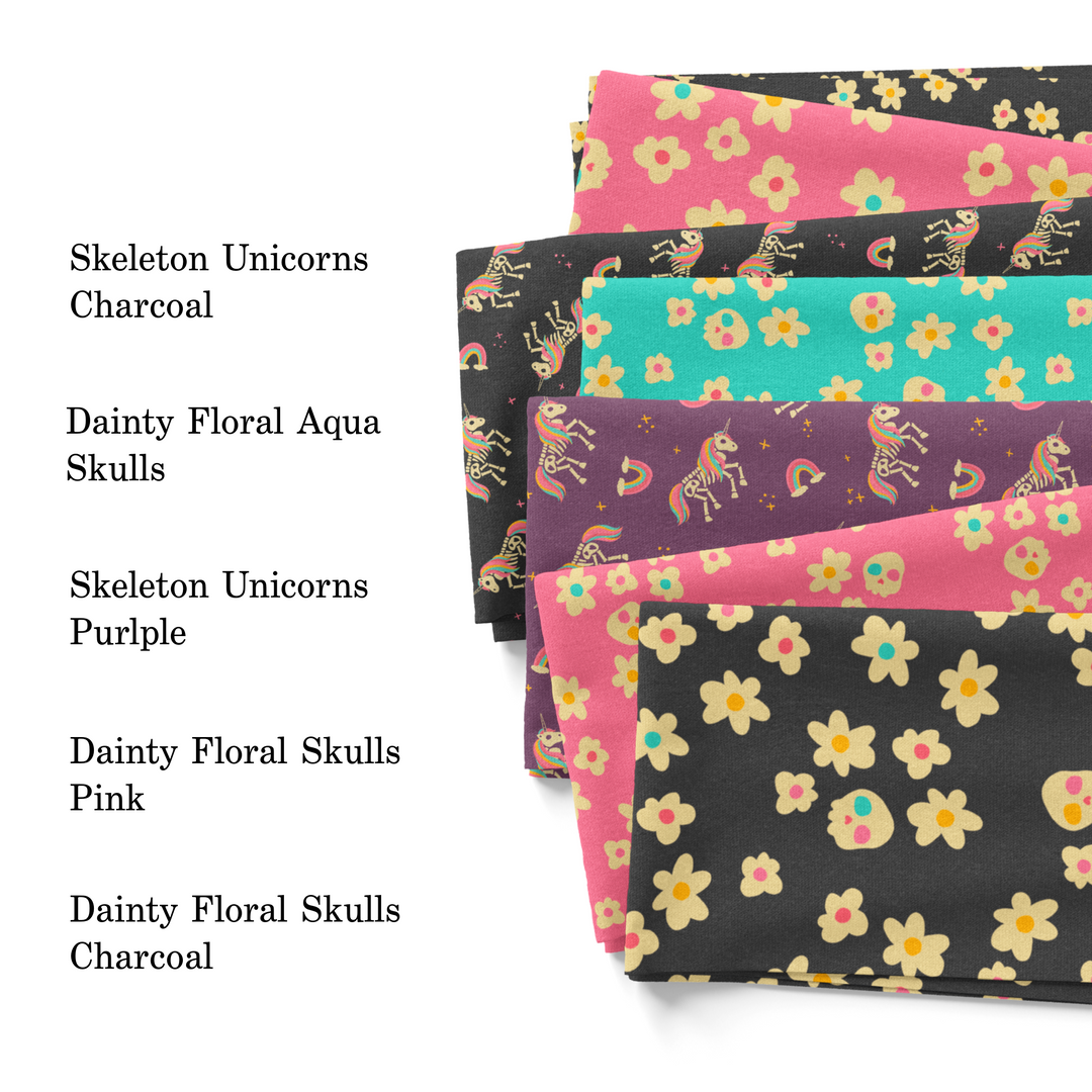 Wild Daisy Gallery's  2023 Floral and Halloween fabric swatches.