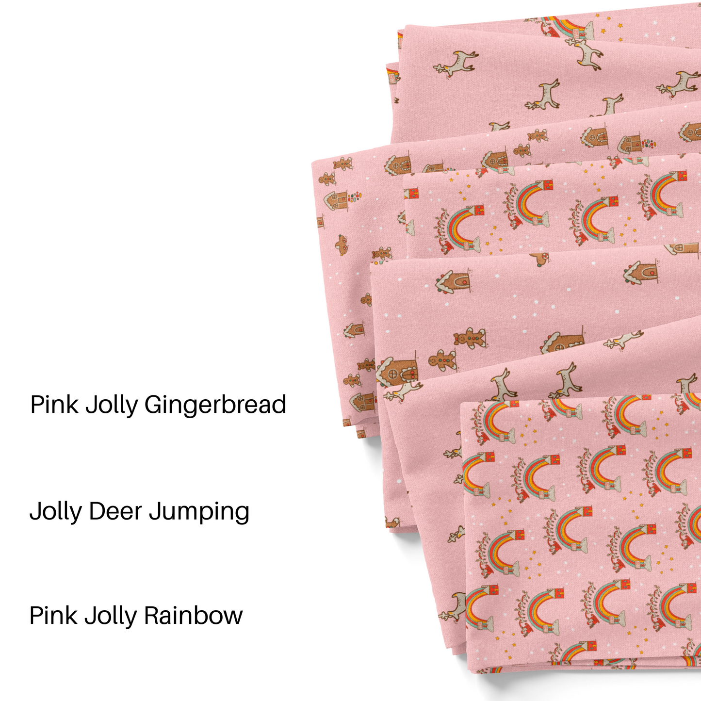 Pink Wild Daisy Christmas collection fabric by the yard swatches.