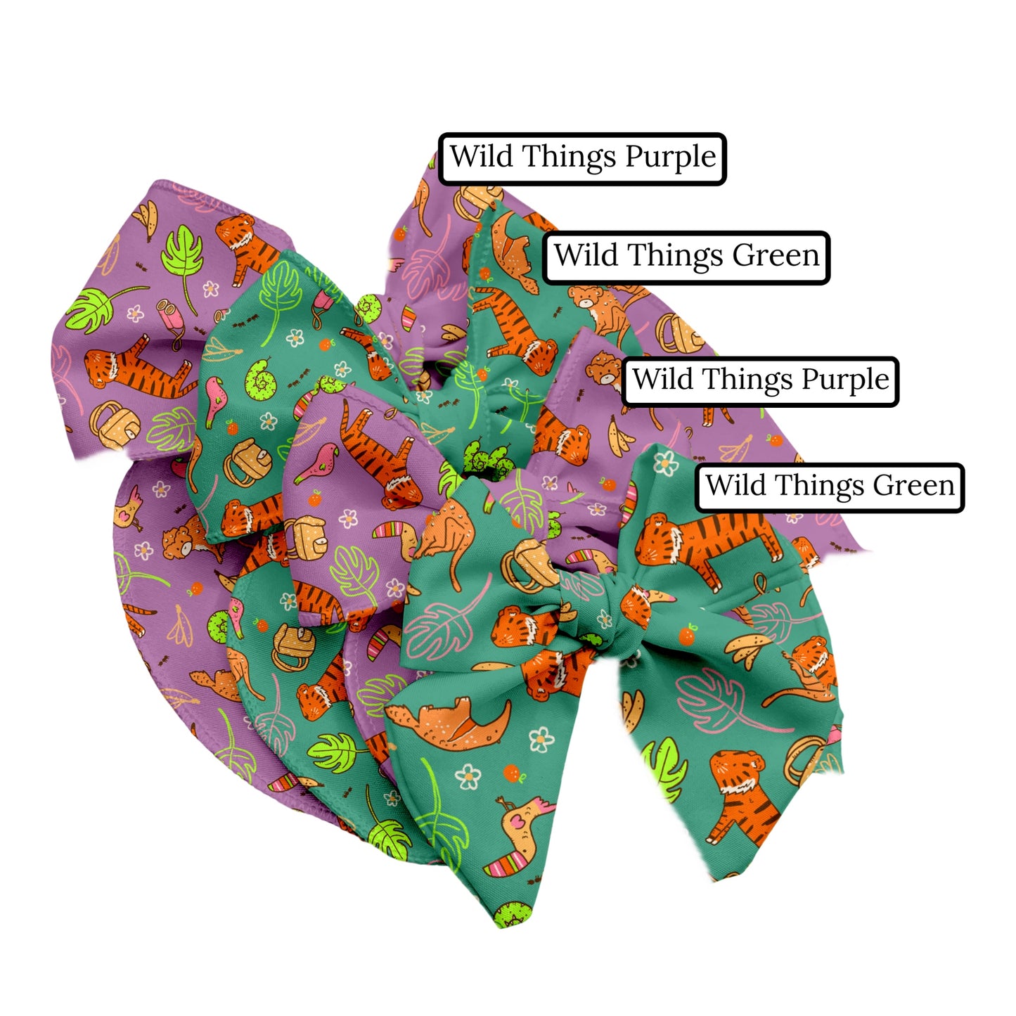 These fun jungle animal bow strips features lions, birds, snakes, monkeys, toucans, bananas, leaves and flowers are great for personal use or to sell.
