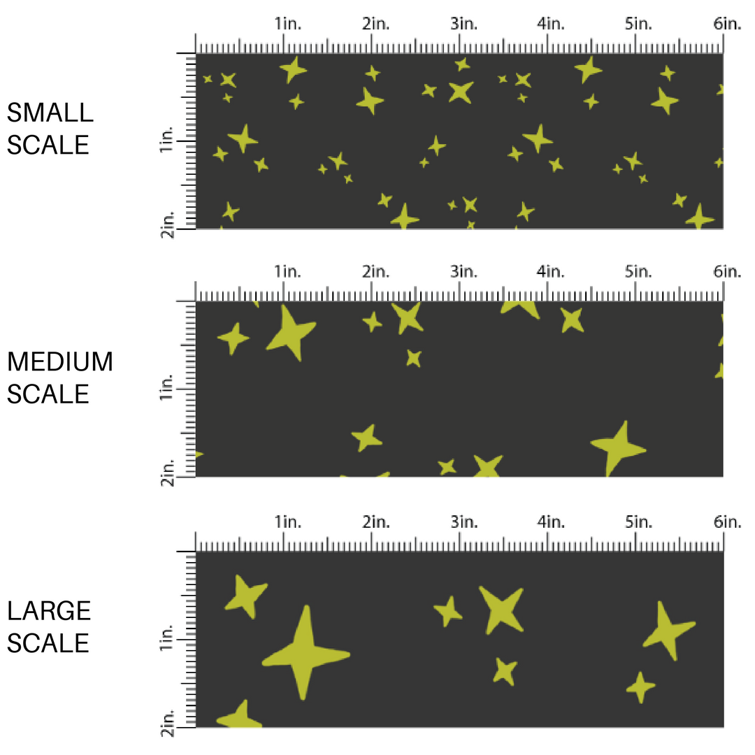 Lime green stars on charcoal fabric by the yard scaled image guide.