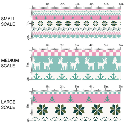 White fabric by the yard scaled image guide with a Christmas fair isle sweater print pattern.