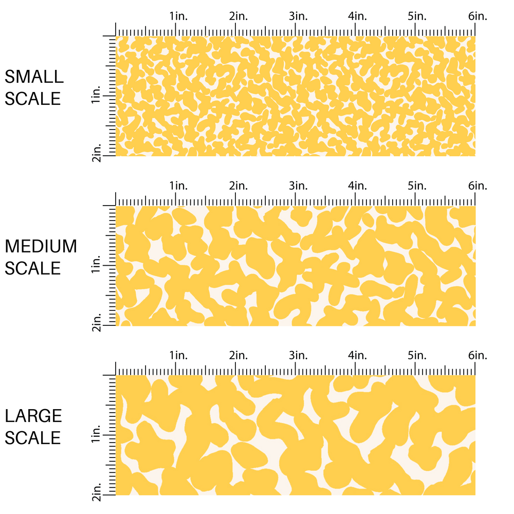 Yellow and white composition notebook print fabric by the yard scaled image guide.