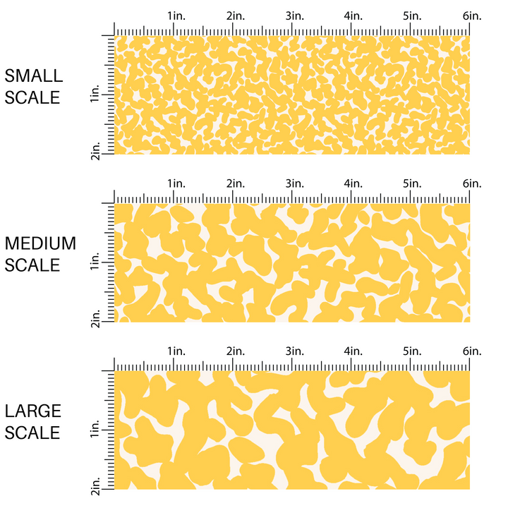 Yellow and white composition notebook print fabric by the yard scaled image guide.