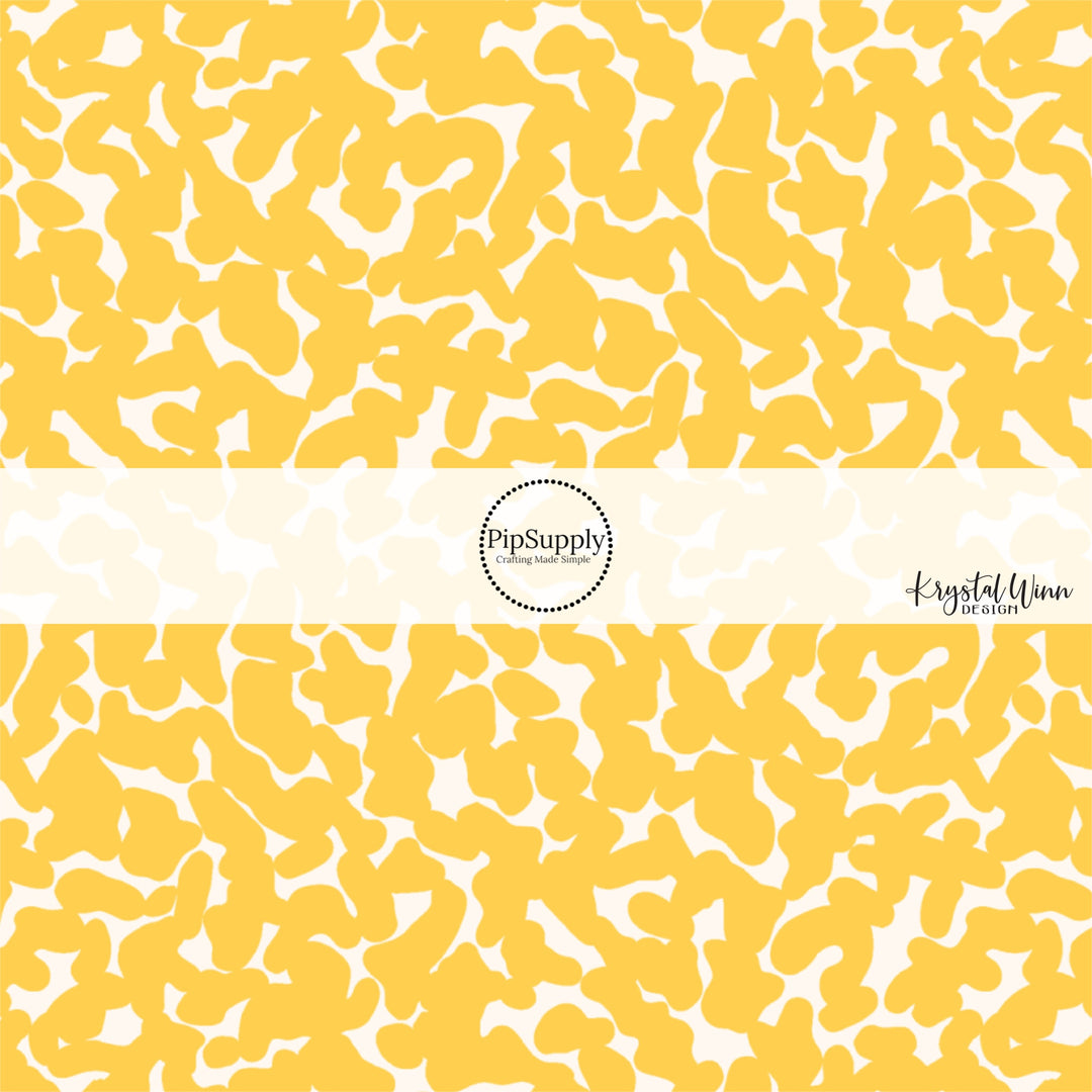 Yellow and white composition notebook print fabric by the yard.