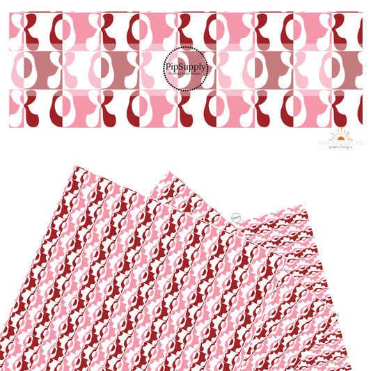 These Valentine's checker pattern themed faux leather sheets contain the following design elements: Valentine XO's on white, red, and pink checker pattern. Our CPSIA compliant faux leather sheets or rolls can be used for all types of crafting projects.