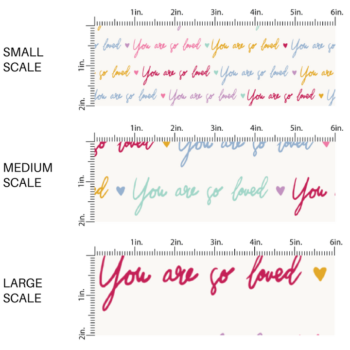 Multi-Colored "You Are So Loved" on White Fabric by the Yard scaled image guide.