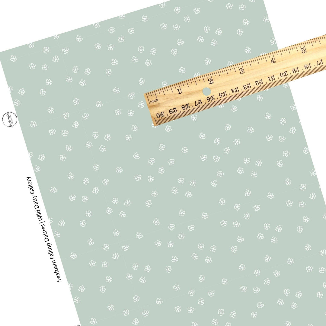 Seafoam Falling Daisies Faux Leather Sheets