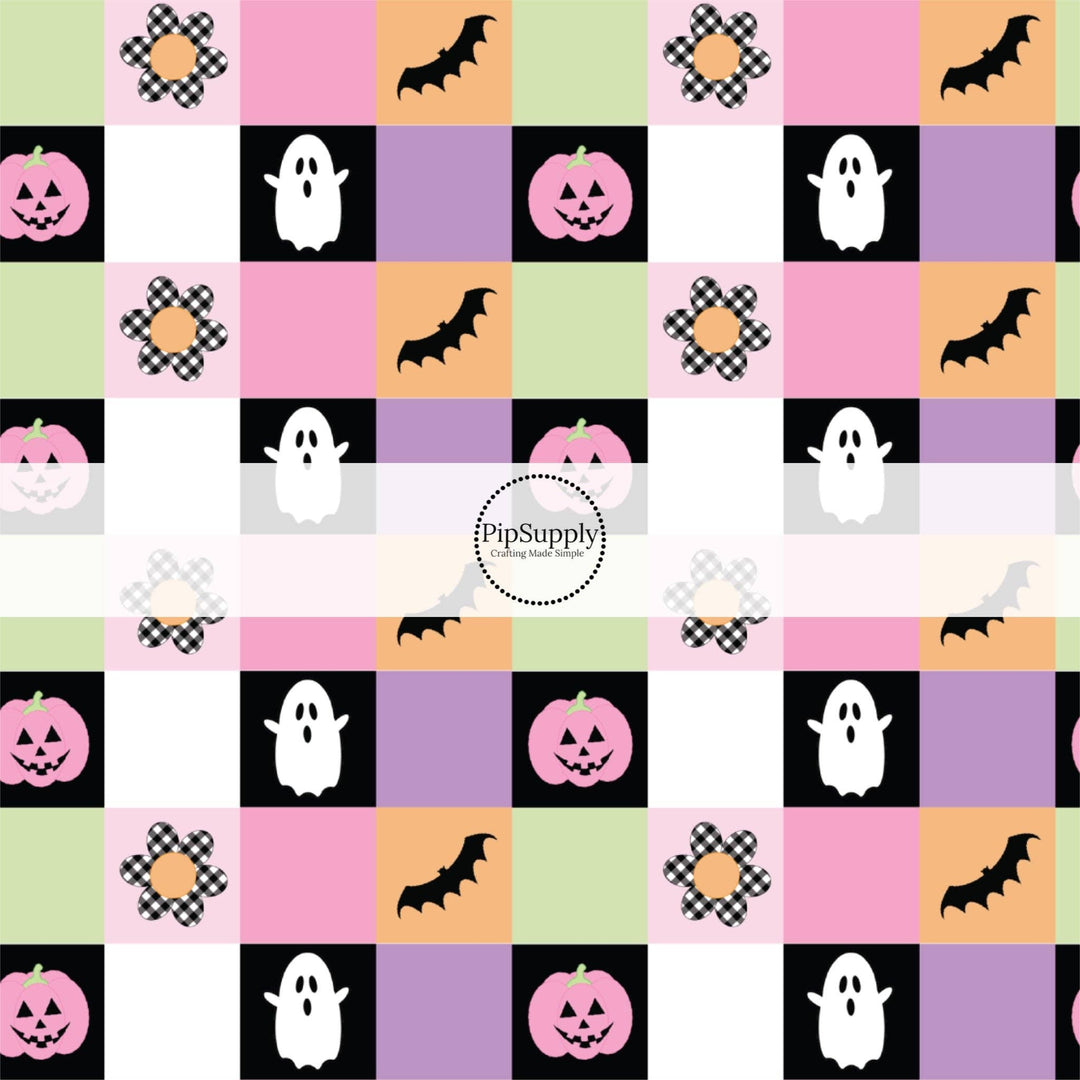 Sweet Halloween Gingham Hair Bow Strips