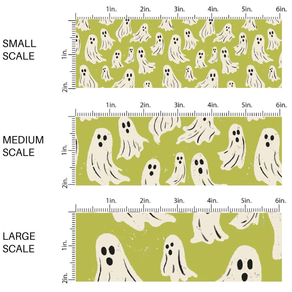 Slime Green Ghosts Fabric By The Yard