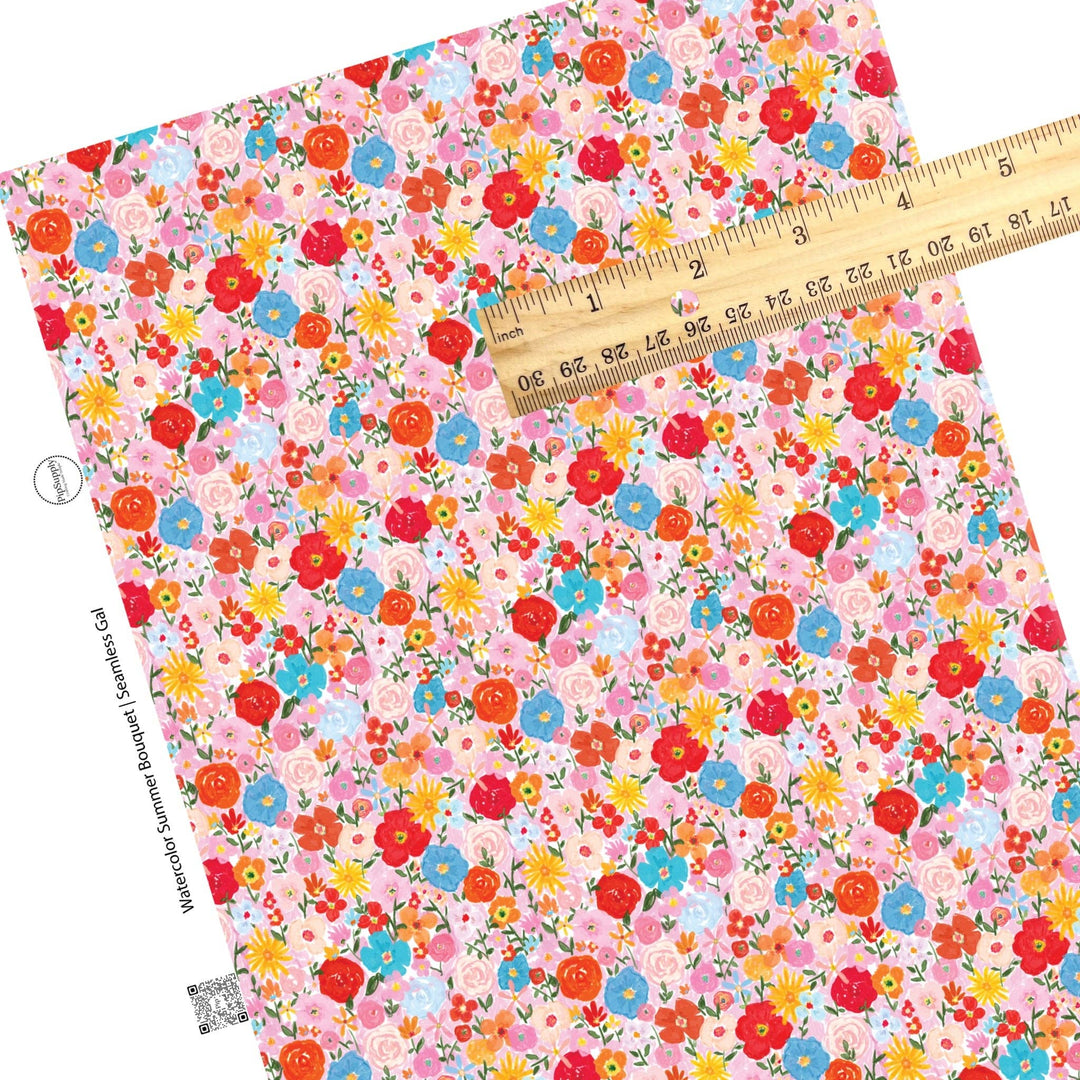 Watercolor Summer Bouquet Faux Leather Sheets