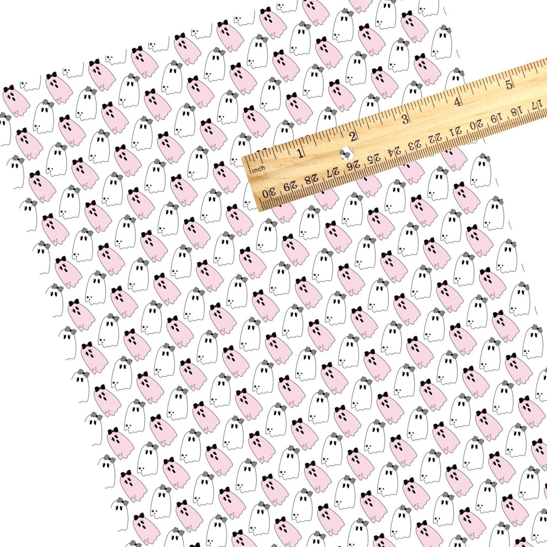 Baby Pink and White Ghosts Faux Leather Sheets