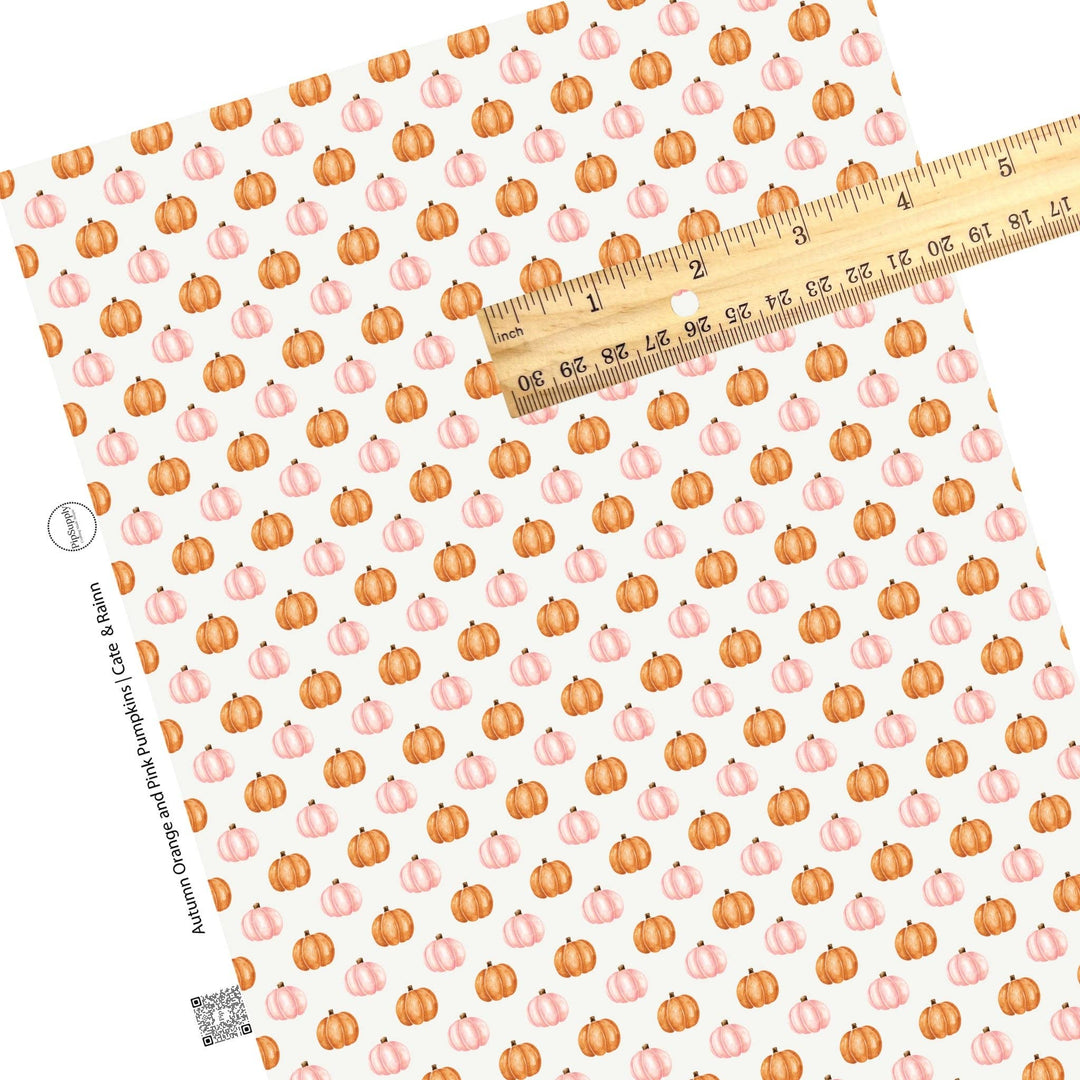 Autumn Orange and Pink Pumpkins Faux Leather Sheets