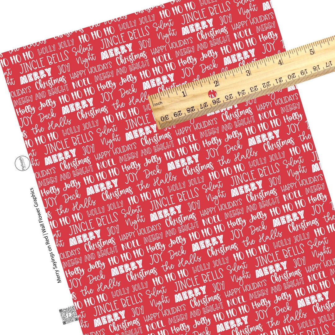 Merry Sayings on Red Faux Leather Sheets