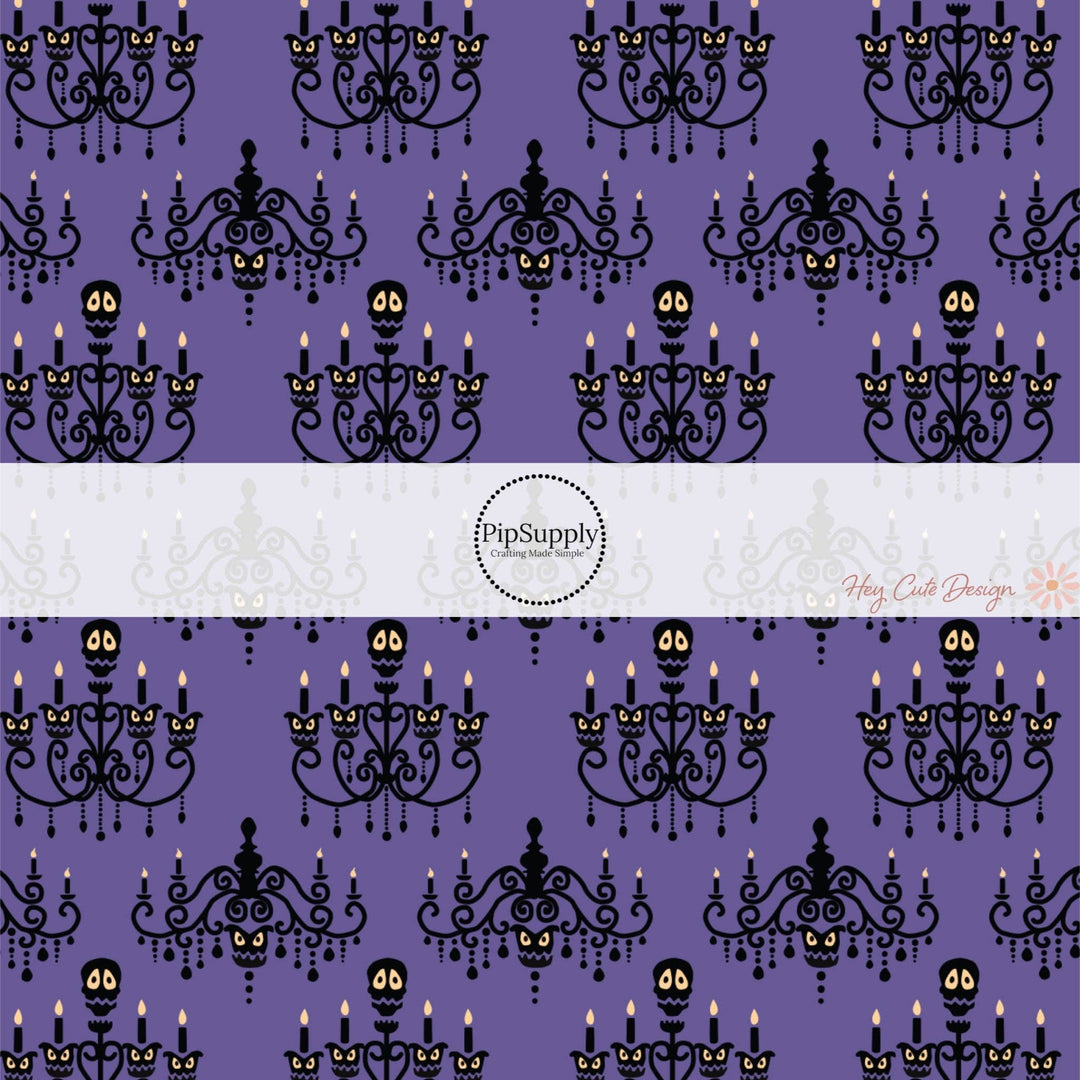 Spooky Chandelier Purple Hair Bow Strips