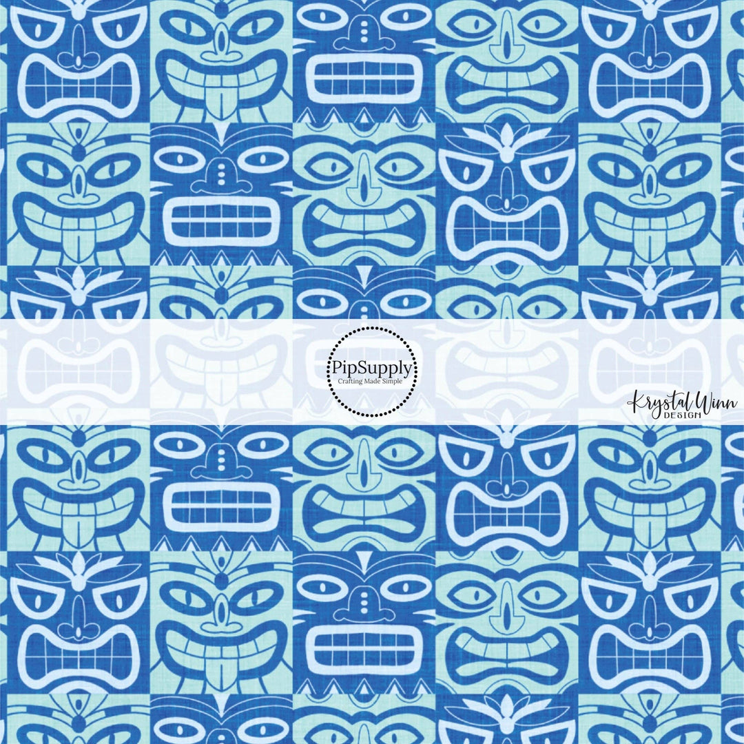 Tiki Tiki Blue Hair Bow Strips