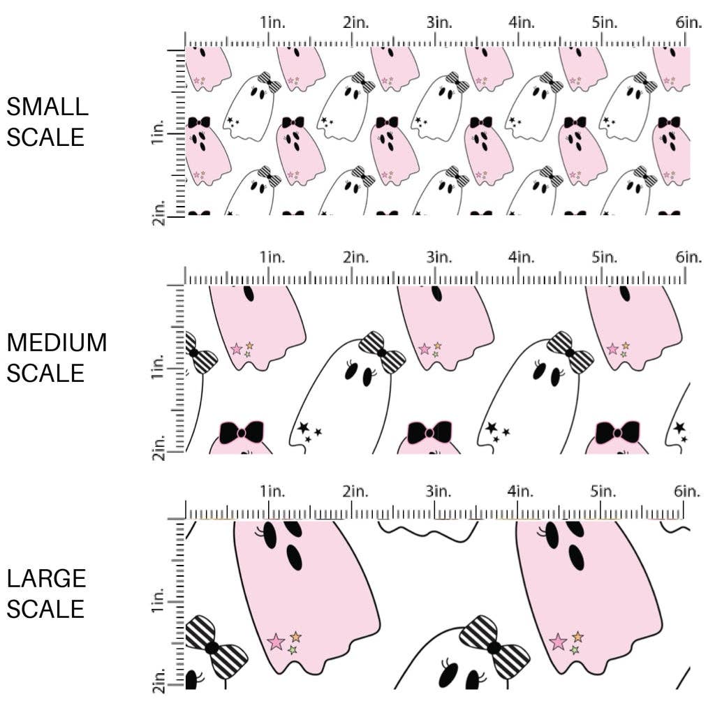 Baby Pink and White Ghosts Fabric By The Yard