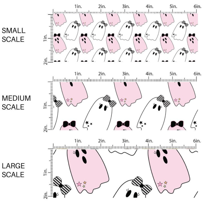 Baby Pink and White Ghosts Fabric By The Yard