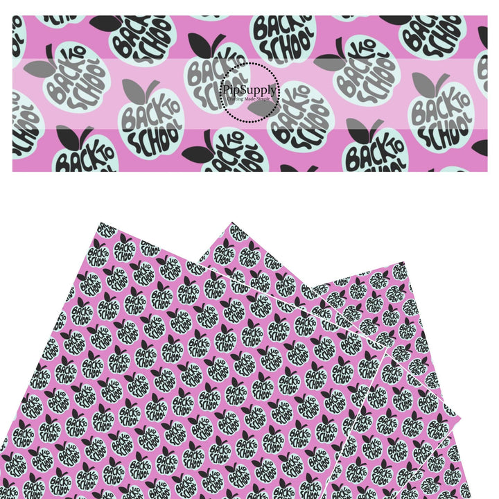Back To School Apples on Pink Faux Leather Sheets