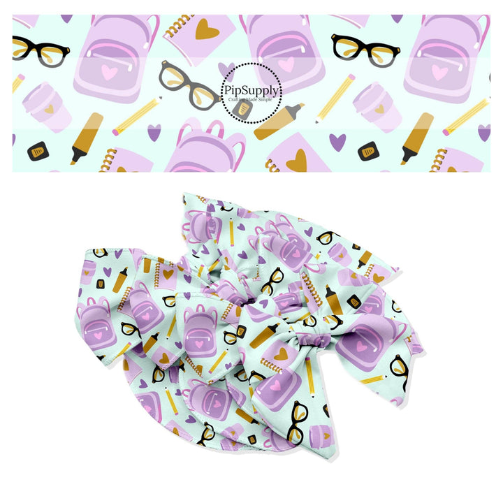 Backpacks and Supplies Aqua Hair Bow Strips