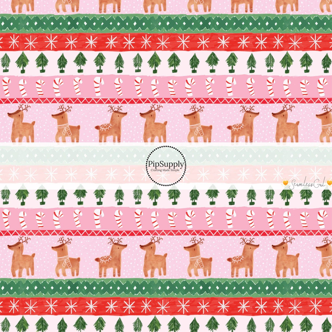 Watercolor Rudolf Hair Bow Strips