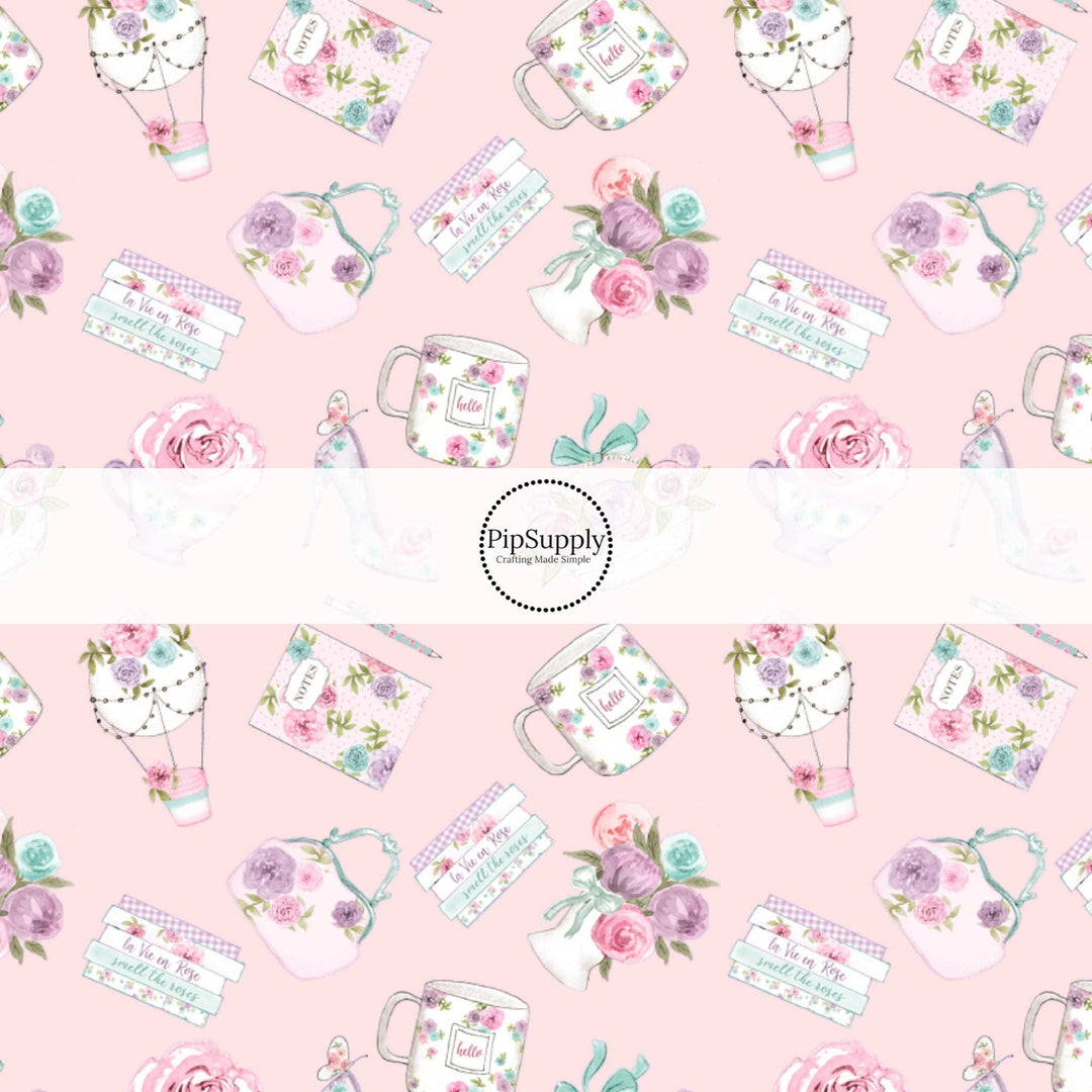 Mommy and Me Tea Light Pink Hair Bow Strips