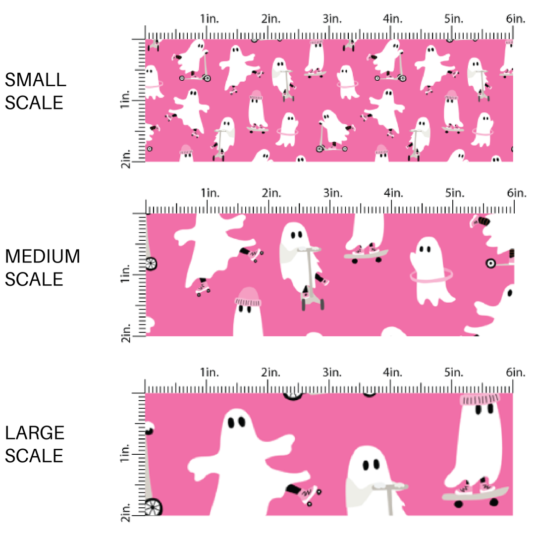 Hot Pink Skater Ghosts Fabric By The Yard