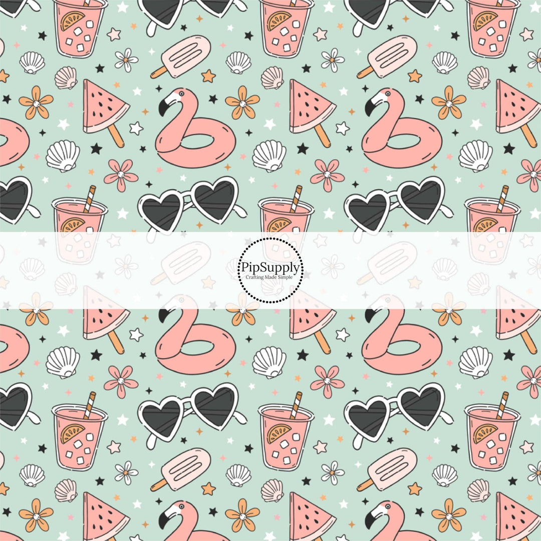 Mint Fun in the Sun Hair Bow Strips