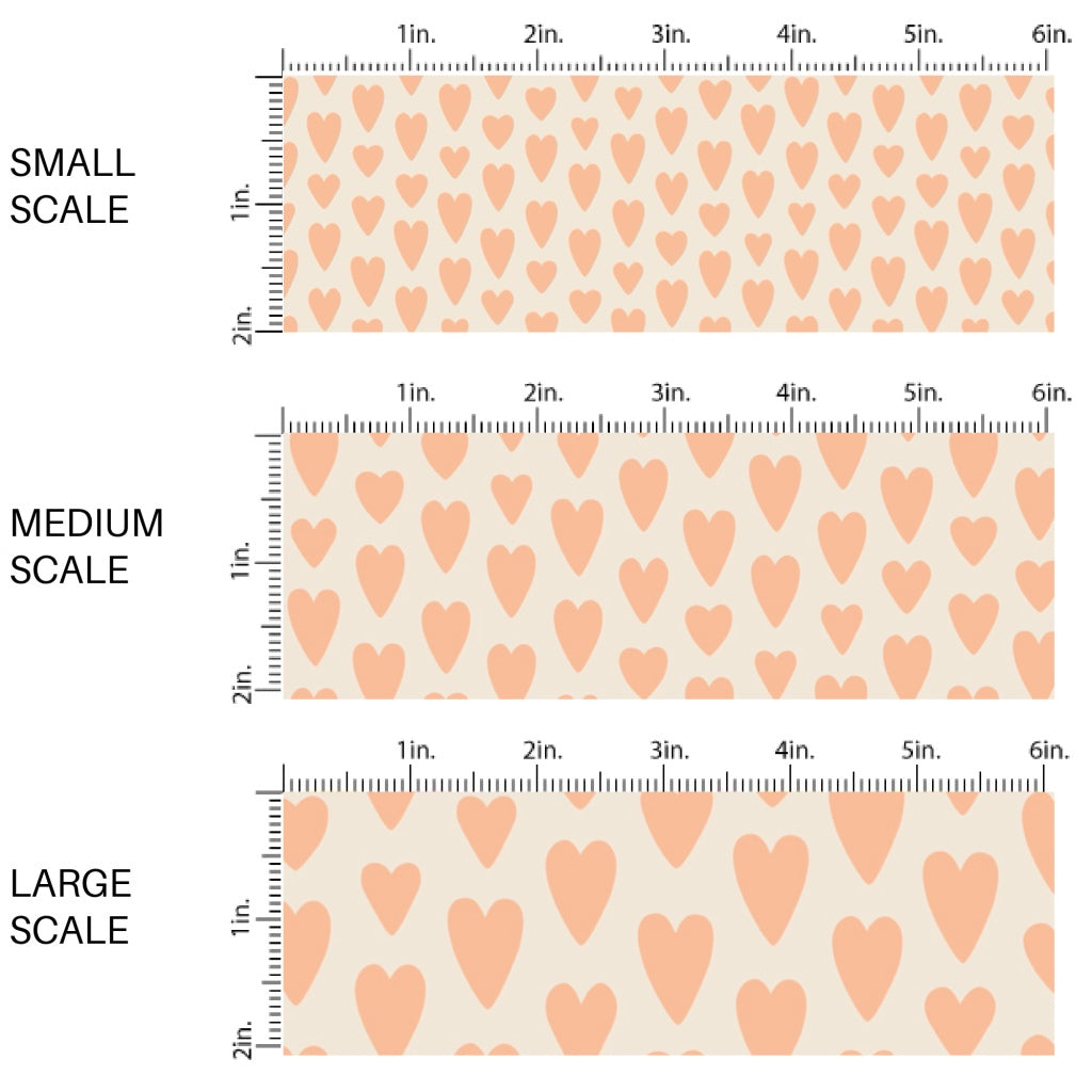This holiday fabric by the yard features neutral color hearts on cream. This festive pattern fabric can be used for all your sewing and crafting needs!