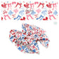 These 4th of July themed no sew bow strips can be easily tied and attached to a clip for a finished hair bow. These patterned bow strips are great for personal use or to sell. These bow strips feature red, pink, and blue patterned bows on cream.