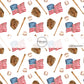 This 4th of July fabric by the yard features baseball and American flags on cream. This fun patriotic themed fabric can be used for all your sewing and crafting needs!