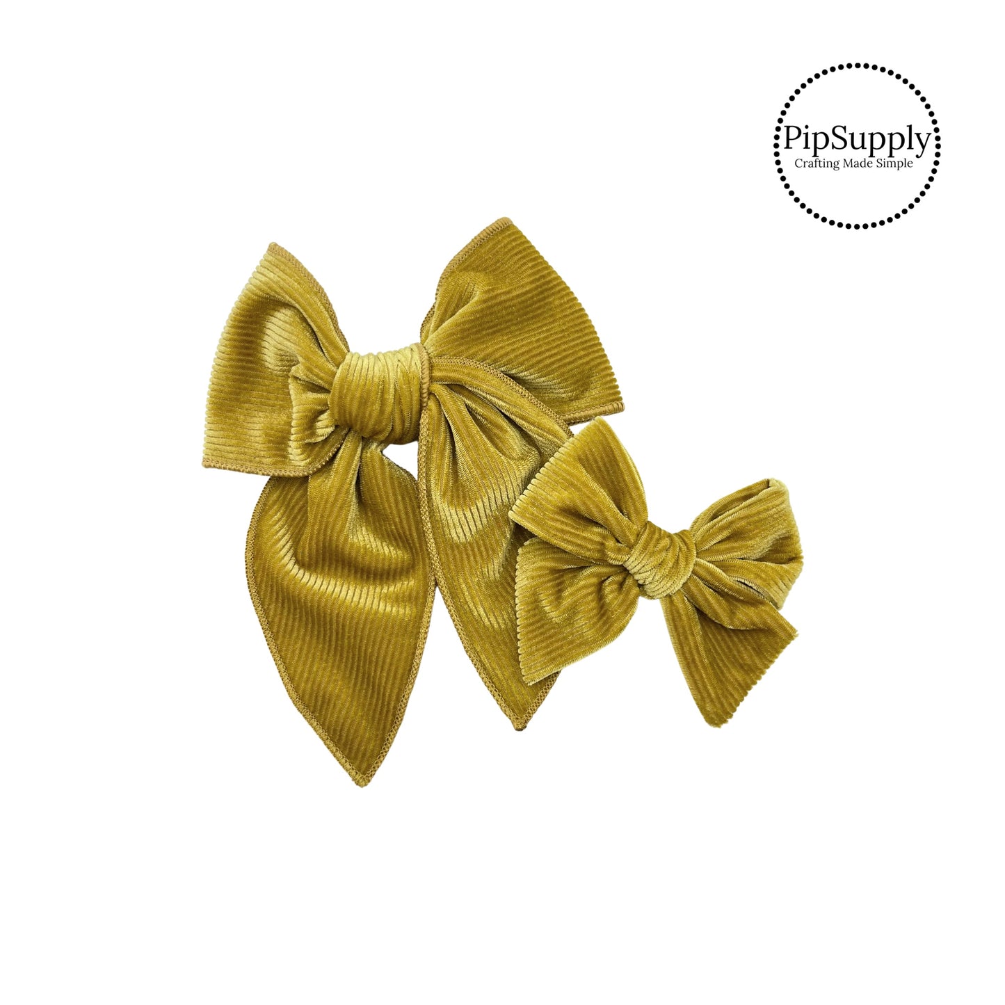 Antique Gold Corduroy Velvet Double Sided Hair Bow Strips