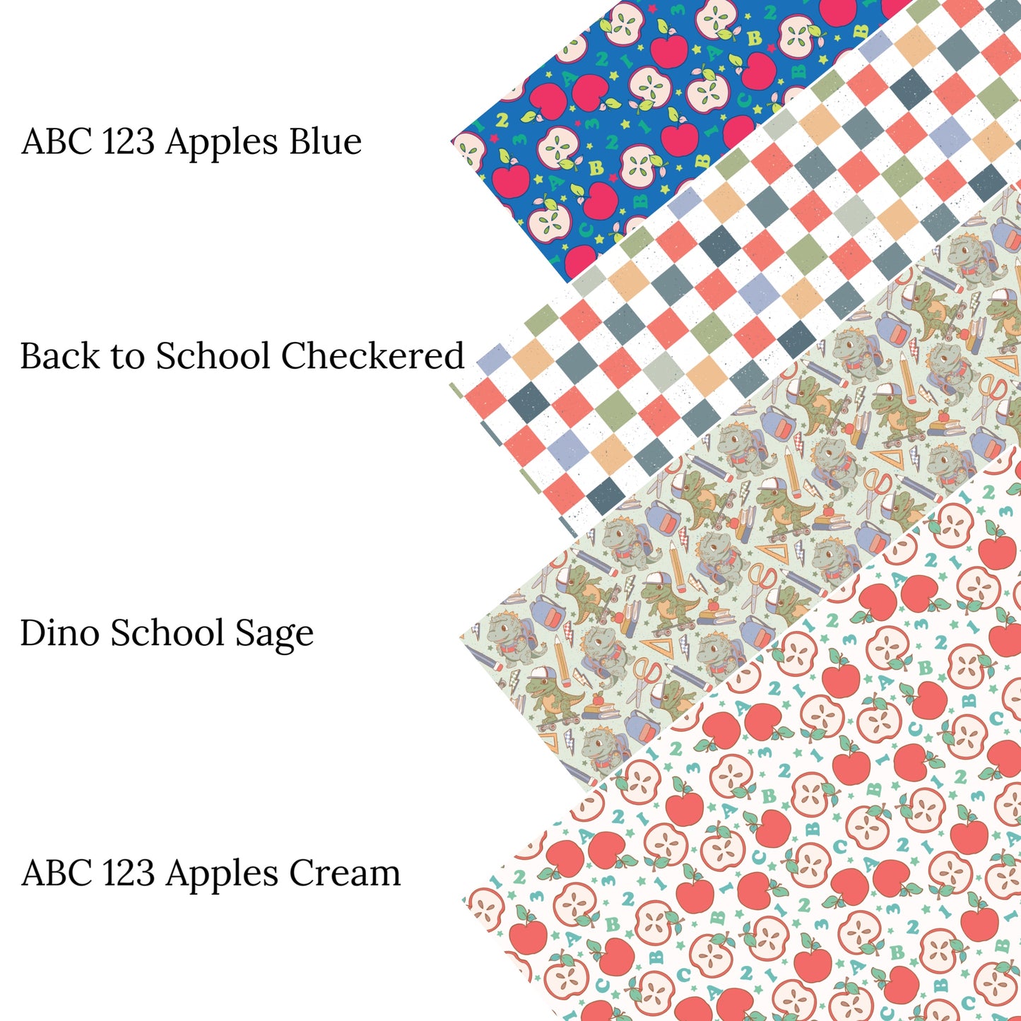 ABC 123 Apples Blue Faux Leather Sheets