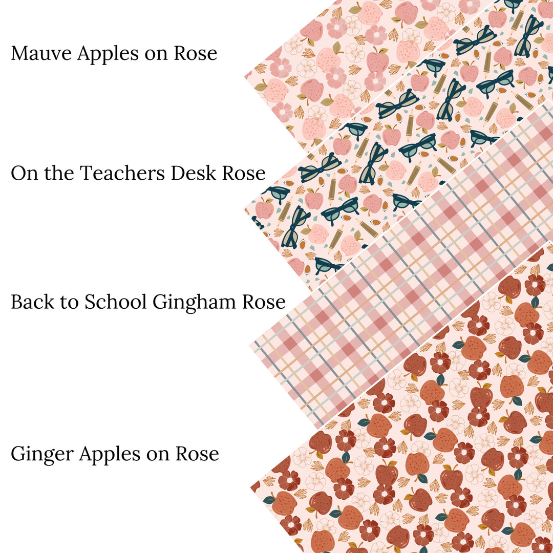 Ginger Apples on Rose Faux Leather Sheets