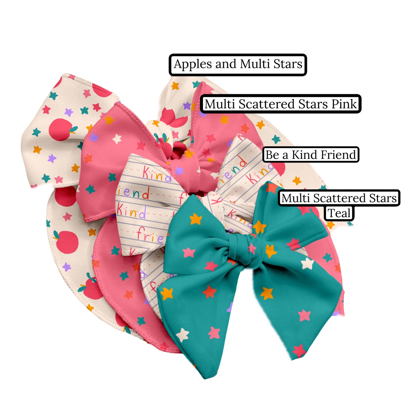 Multi Scattered Stars Teal Hair Bow Strips