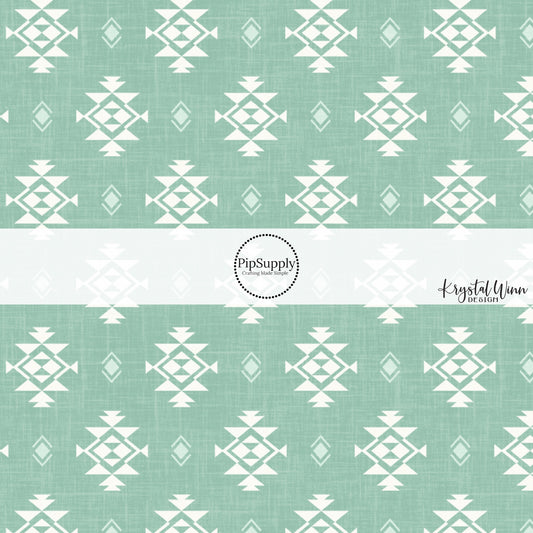 This summer fabric by the yard features western aztec pattern on aqua. This fun summer themed fabric can be used for all your sewing and crafting needs!